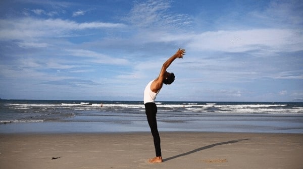raised arms pose also called hastauttanasana. It helps to strengthen the back muscles