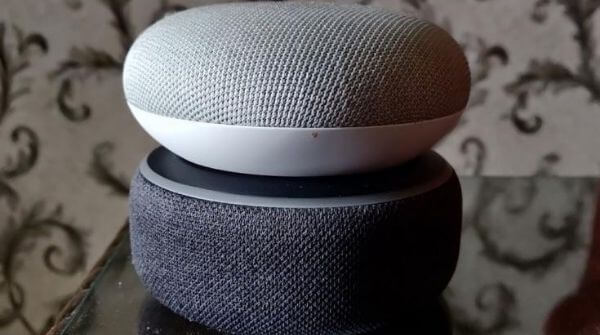 Google Home vs Echo (one above the other) so that it becomes easier to compare the both based on their appearances.