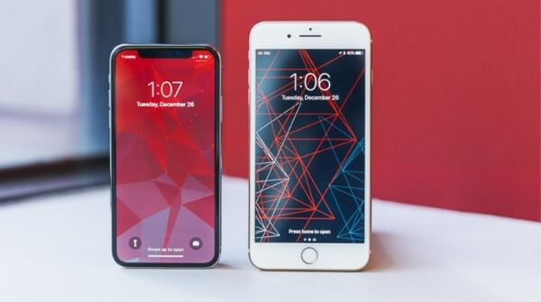 iOS device shown with lock screen wallpaper shown in the smartphone buying guide.
