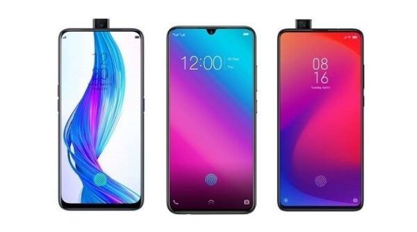 Three smartphones having an important feature of in-display fingerprint sensor and full screen display.