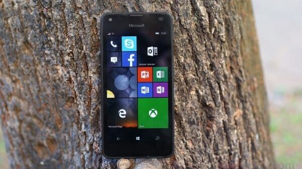 The black windows phone boasting the tiles as icons on the home screen.