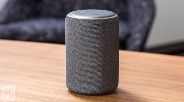 Echo Plus with greyish fabric covering