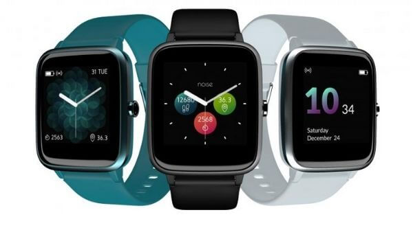 Noise Colorfit Pro 2 watch in black, green and white color straps
